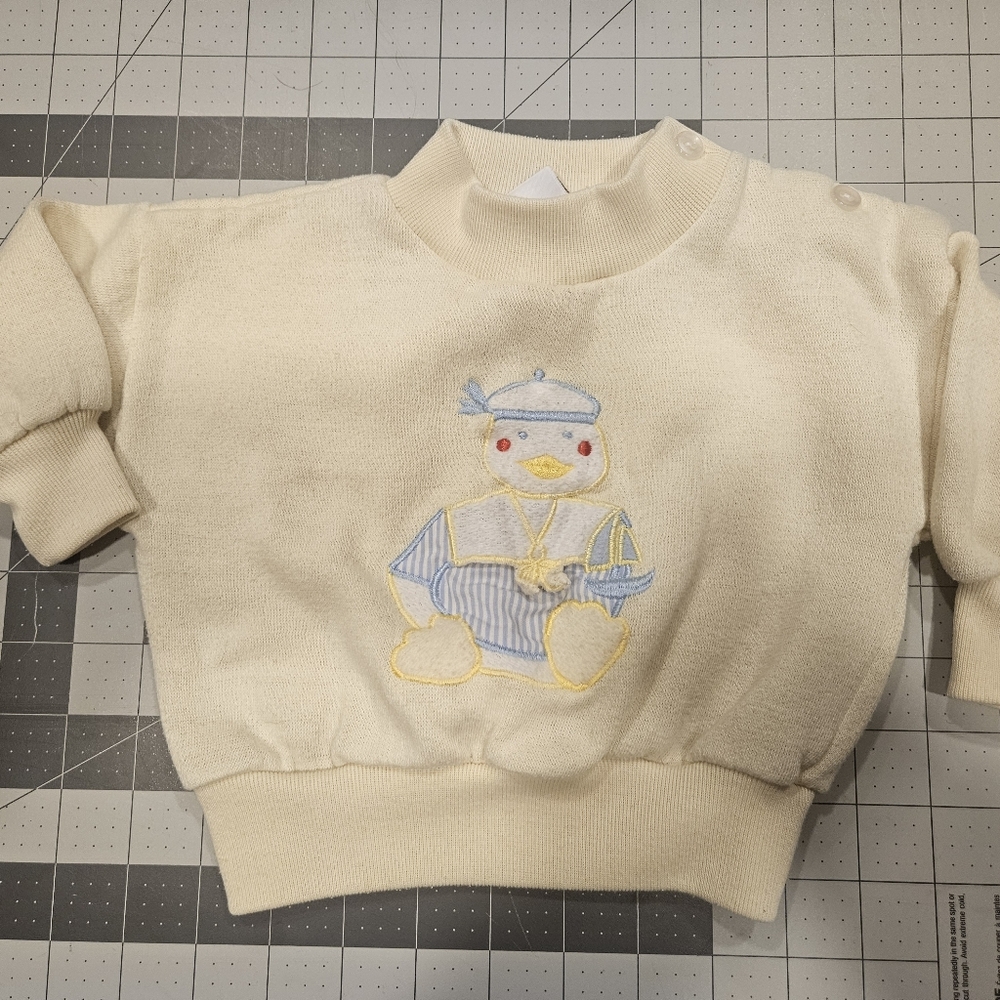 Cream Duck Embroidered Kids Sweatshirt